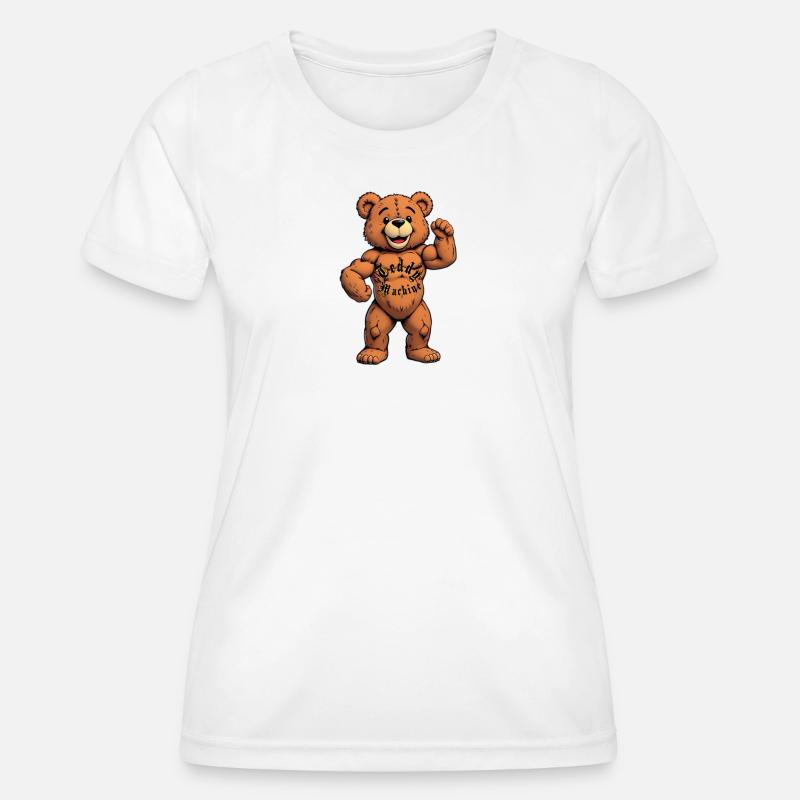 Teddy Machine Tattoo Bear - Women's Functional T-Shirt - white