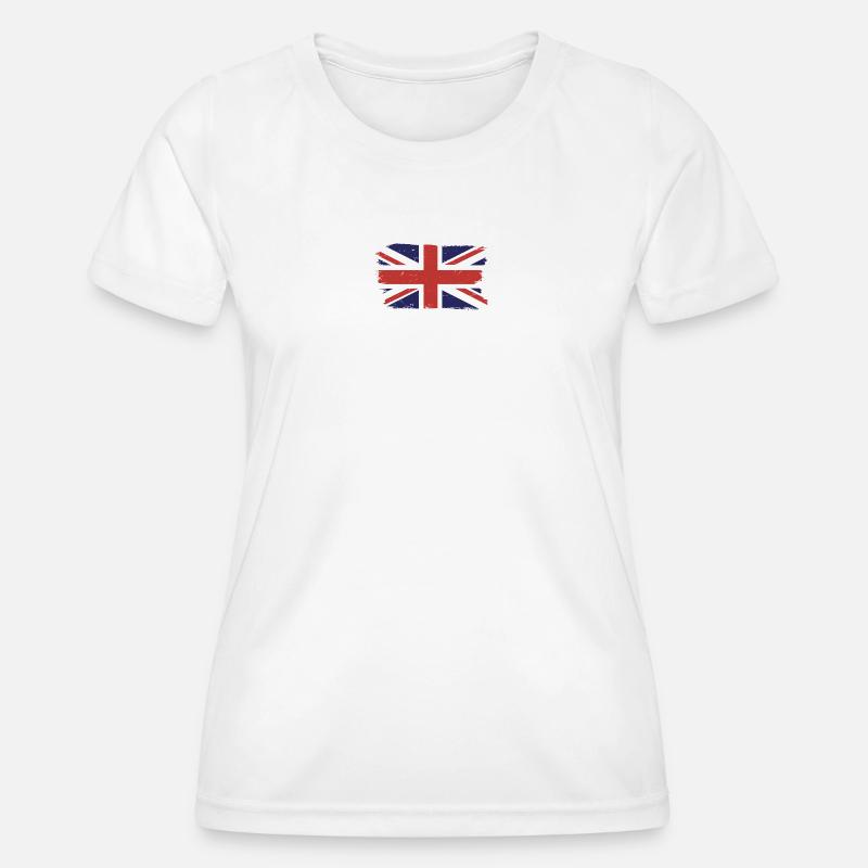 Brushed Union Jack Flag Print - Women's Functional T-Shirt - white