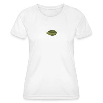 Structure foliaire : motif vert olive - T-shirt sport Femme - blanc - Devant - AI Model Female 172 dark (172cm)