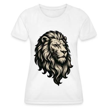 Tête de Lion Héraldique Style Linogravure Vintage - T-shirt sport Femme - blanc - Devant - AI Model Female 172 dark (172cm)