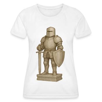 Knightly Samurai Figurine in Stone Style - Women's Functional T-Shirt - white - Front - AI Model Female 172 dark (172cm)
