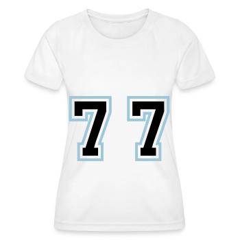 77 Symbole numérique - T-shirt sport Femme - blanc - Devant - AI Model Female 172 dark (172cm)