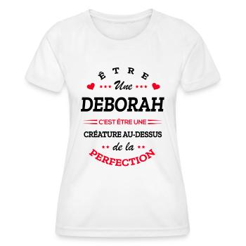 DEBORAH PARFAITE - NOM DEBORAH - T-shirt sport Femme - blanc - Devant - AI Model Female 172 dark (172cm)