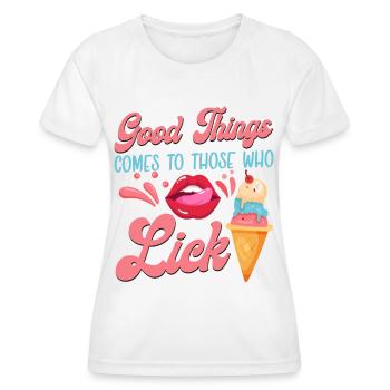 Crème glacée Cône Bouche Langue Bonne - T-shirt sport Femme - blanc - Devant - AI Model Female 172 dark (172cm)