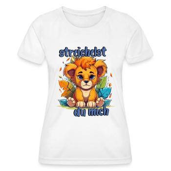 Süßes streichelst du mich Babylöwe Design - Frauen Funktions-T-Shirt - Weiß - Vorne - AI Model Female 172 dark (172cm)
