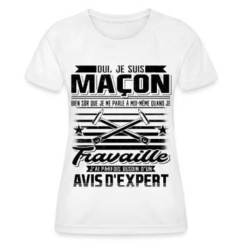 Maçon Maçonnerie Humour Dicton - T-shirt sport Femme - blanc - Devant - AI Model Female 172 dark (172cm)