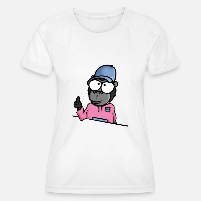 Gorilla shows middle finger - Women's Functional T-Shirt - white