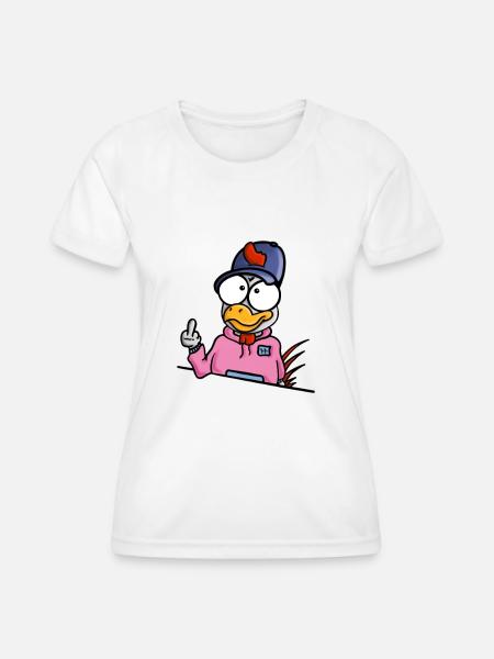 Huhn zeigt Mittelfinger - Frauen Funktions-T-Shirt - Weiß