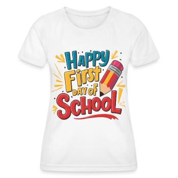 Premier jour d’école Inscription des enfants Élèves de première année - T-shirt sport Femme - blanc - Devant - AI Model Female 172 dark (172cm)