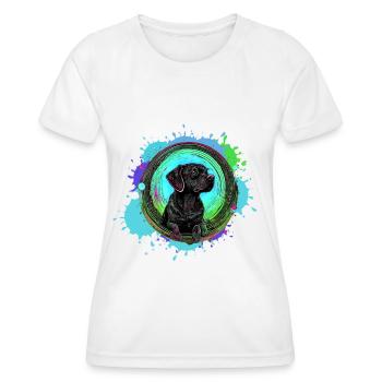 Dog, Profile, Painting, Graffiti - Women's Functional T-Shirt - white - Front - AI Model Female 172 dark (172cm)