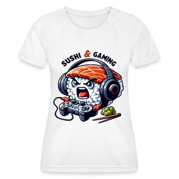 Sushi playing video games - Women's Functional T-Shirt - white - Front - AI Model Female 172 dark (172cm)