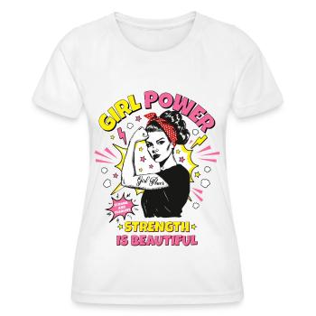 Femme Pop Art Girl Power Girl Power Girl Strong - T-shirt sport Femme - blanc - Devant - AI Model Female 172 dark (172cm)