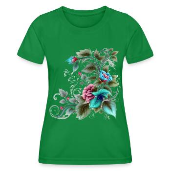 Delicate flowers - Women's Functional T-Shirt - kelly green - Front - AI Model Female 172 dark (172cm)