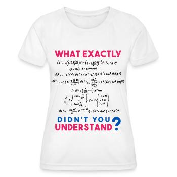 Physics and Math formula Joke - Women's Functional T-Shirt - white - Front - AI Model Female 172 dark (172cm)