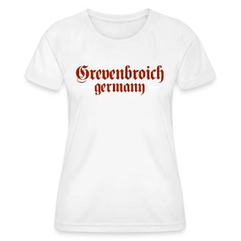 Grevenbroich Mittelalter altdeutsche Schrift - Frauen Funktions-T-Shirt - Weiß - Vorne - AI Model Female 172 dark (172cm)