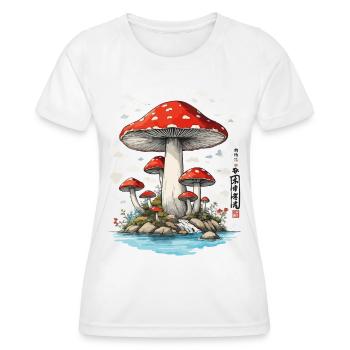 Retro Fliegenpilz Kunst Pilzsammler Design - Frauen Funktions-T-Shirt - Weiß - Vorne - AI Model Female 172 dark (172cm)