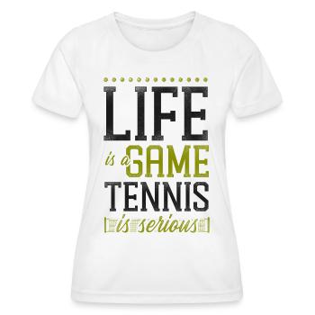 Funny Tennis Player Racket Life Is - Women's Functional T-Shirt - white - Front - AI Model Female 172 dark (172cm)