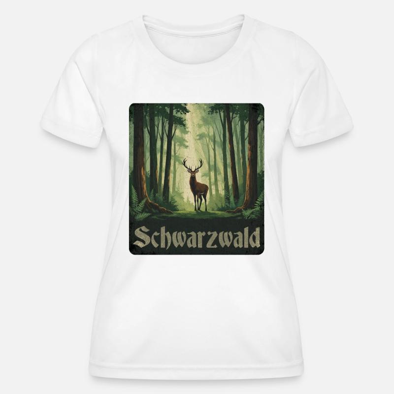 Black Forest with deer - Women's Functional T-Shirt - white