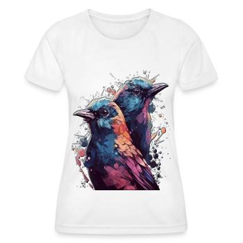 Haute Gloss Design Oiseaux Oiseaux Oiseau Couple Coloré - T-shirt sport Femme - blanc - Devant - AI Model Female 172 dark (172cm)