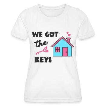 Preuve d’emménagement Nous avons reçu les clés - T-shirt sport Femme - blanc - Devant - AI Model Female 172 dark (172cm)