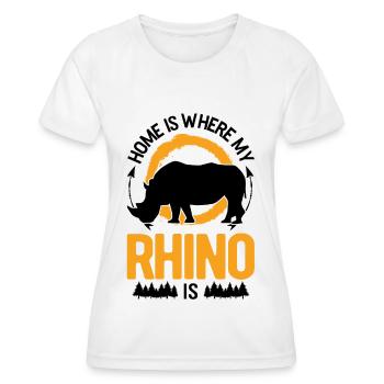 Zuhause ist wo mein Nashorn ist Rhino - Frauen Funktions-T-Shirt - Weiß - Vorne - AI Model Female 172 dark (172cm)