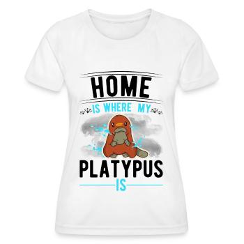 La maison est l’endroit où se trouve mon ornithorynque - T-shirt sport Femme - blanc - Devant - AI Model Female 172 dark (172cm)