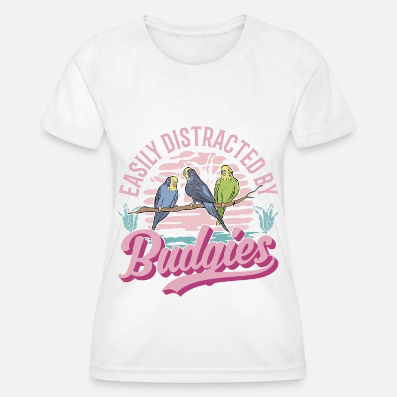 Easily distracted by Budgies Budgie - Women's Functional T-Shirt - white