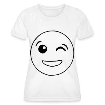 Emoji clin d’oeil croquis noir - T-shirt sport Femme - blanc - Devant - AI Model Female 172 dark (172cm)