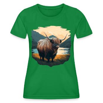 Yak avec lac - T-shirt sport Femme - vert - Devant - AI Model Female 172 dark (172cm)