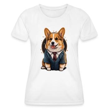 Chien Corgi espiègle - T-shirt sport Femme - blanc - Devant - AI Model Female 172 dark (172cm)