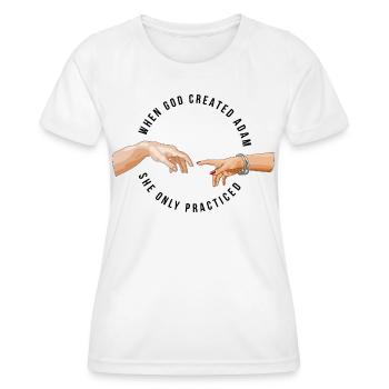 Adams Création Édition féministe - T-shirt sport Femme - blanc - Devant - AI Model Female 172 dark (172cm)