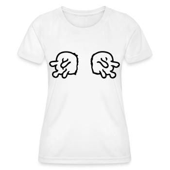 doppeltes Euter - line - Frauen Funktions-T-Shirt - Weiß - Vorne - AI Model Female 172 dark (172cm)