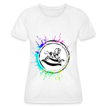 Schauckelpferd Icon Symbol Bunt - Frauen Funktions-T-Shirt - Weiß - Vorne - AI Model Female 172 dark (172cm)
