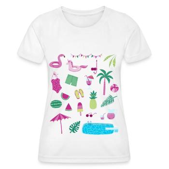 Fête de la piscine - T-shirt sport Femme - blanc - Devant - AI Model Female 172 dark (172cm)