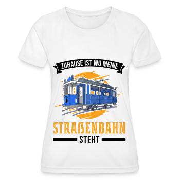 Zuhause ist wo meine Straßenbahn steht Tram S-Bahn - Frauen Funktions-T-Shirt - Weiß - Vorne - AI Model Female 172 dark (172cm)
