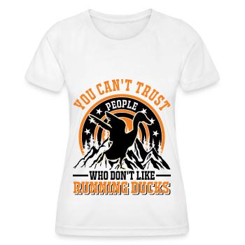 Indian Running Gift Running Duck - Women's Functional T-Shirt - white - Front - AI Model Female 172 dark (172cm)