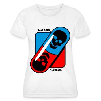 Prenez - votre - médicament - crâne - T-shirt sport Femme - blanc - Devant - AI Model Female 172 dark (172cm)