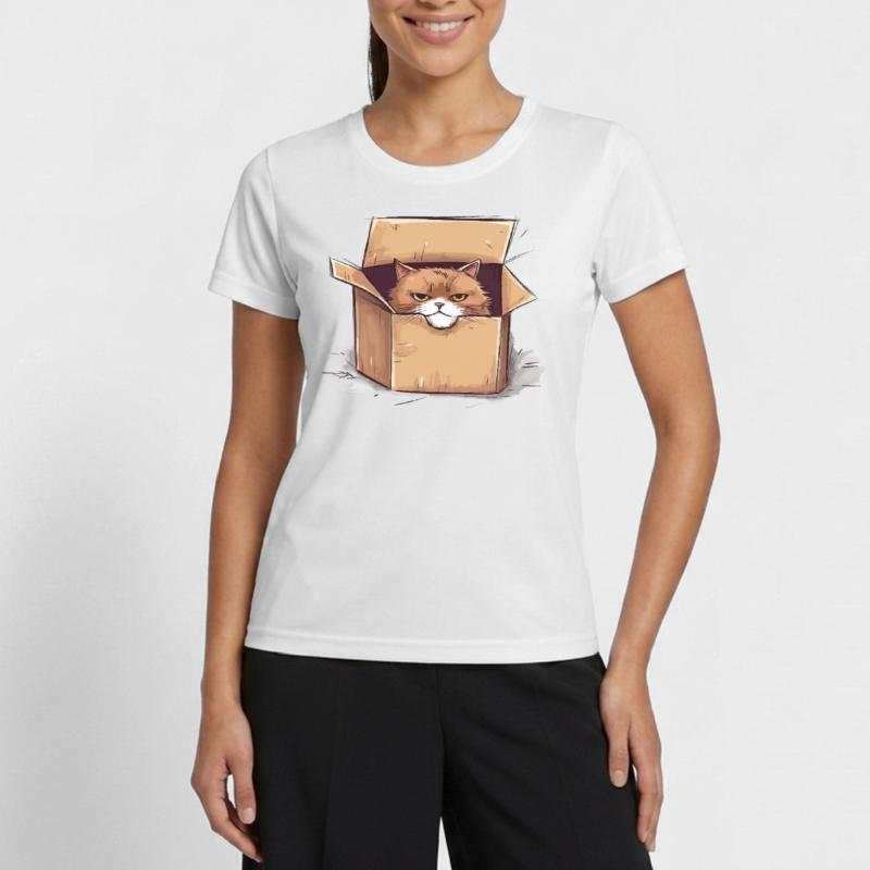Cat grumpy grumpy grumpy sits in the box Women's Functional T-Shirt