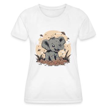 Playful Elephant - Women's Functional T-Shirt - white - Front - AI Model Female 172 dark (172cm)