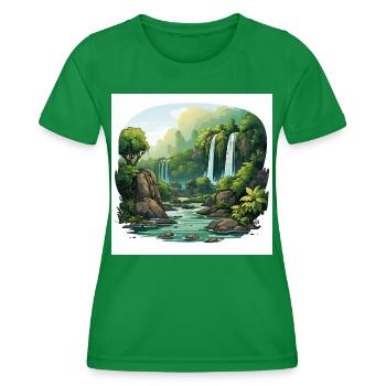 Enchanting Cascades - Women's Functional T-Shirt - kelly green - Front - AI Model Female 172 dark (172cm)