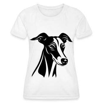 Tête de chien lévrier - T-shirt sport Femme - blanc - Devant - AI Model Female 172 dark (172cm)