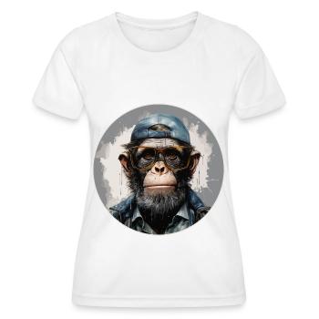 Singe sérieux #12 - T-shirt sport Femme - blanc - Devant - AI Model Female 172 dark (172cm)
