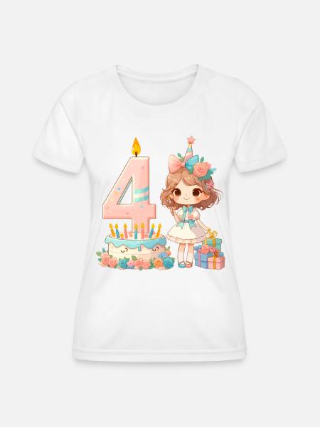Geburtstag 4. - Frauen Funktions-T-Shirt - Weiß