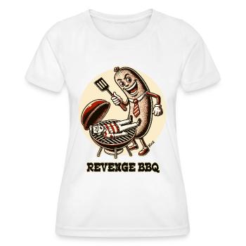 A satire sausage grills dad as a revenge BBQ - Women's Functional T-Shirt - white - Front - AI Model Female 172 dark (172cm)