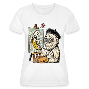 Kunst & Humor: Künstler Gorilla malt Banane - Frauen Funktions-T-Shirt - Weiß - Vorne - AI Model Female 172 dark (172cm)