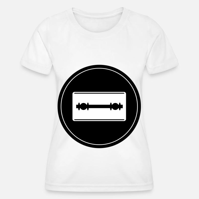 Razor Blade Icon Circle - Women's Functional T-Shirt - white