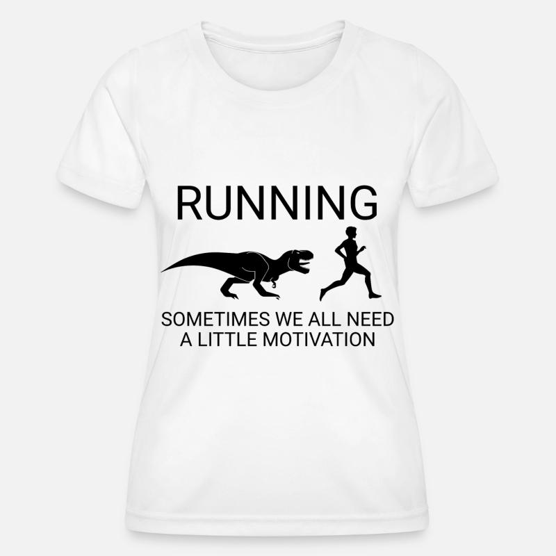 Running Dinosaur Design - Women's Functional T-Shirt - white