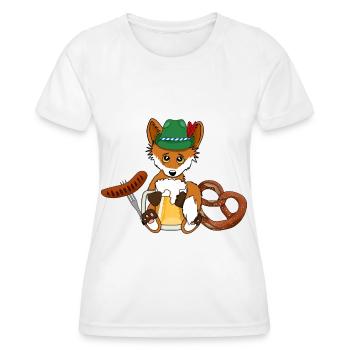 Fuchs Bier Bratwurst Brezel Bayern Fest Oktober - Frauen Funktions-T-Shirt - Weiß - Vorne - AI Model Female 172 dark (172cm)