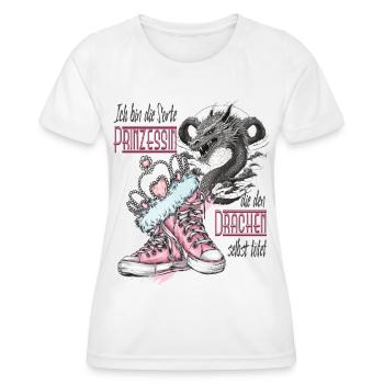 Frau - Prinzessen die den Drachen selber tötet - Frauen Funktions-T-Shirt - Weiß - Vorne - AI Model Female 172 dark (172cm)