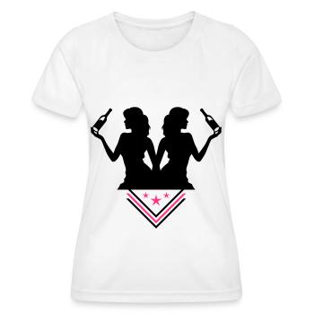 Party Woman Drunk Celebrating Bottle - Women's Functional T-Shirt - white - Front - AI Model Female 172 dark (172cm)